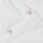 Katoenen mousseline - Double Gauze geborduurde vlinders paars