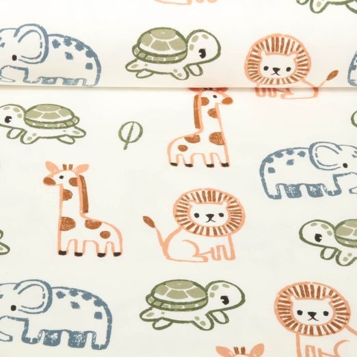 Sweat d'été - French Terry Animaux sauvages Ecru
