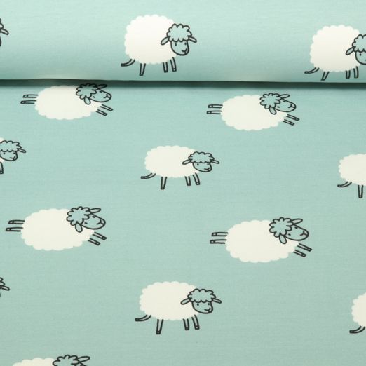 Sweat d'été - French Terry Moutons Bleu glacier