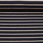 Jacquard Strickjersey - Streifen Navy Beige