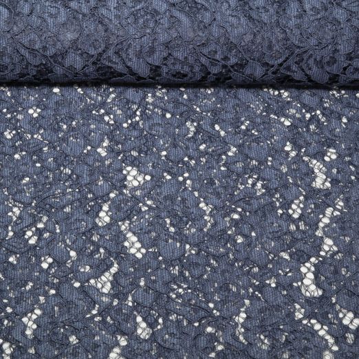 Spitzenstoff Johanna - Uni Jeansblau