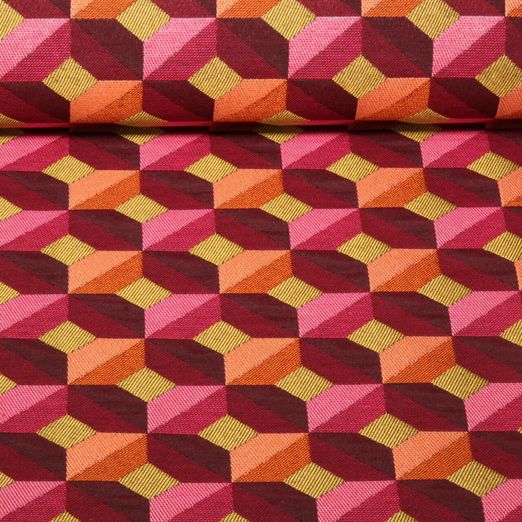 Jacquard Canvas - Geo Weinrot Rosa