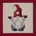 Canvas Gobelin Panel - Weihnachtsgnom Beige Rot-1