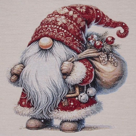 Canvas Gobelin Panel - Weihnachtszwerg Beige Multicolor