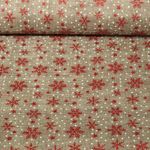 Toile de jute - Etoiles imprimées Marron Rouge