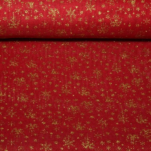 Jute Sackleinen - Bedruckt Weihnachtsdeko Rot Gold