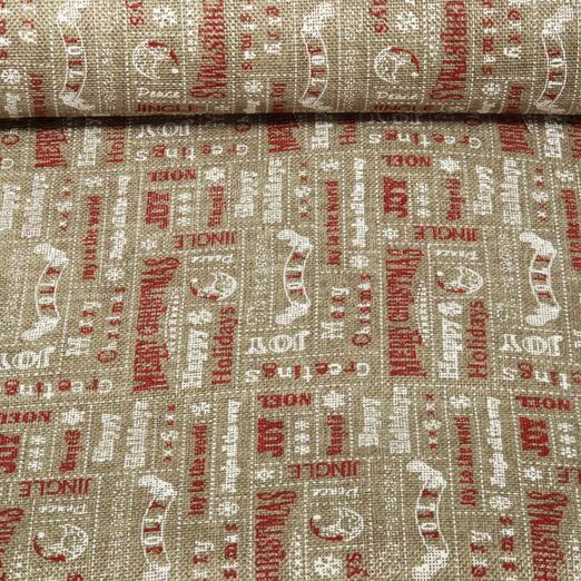 Jute Sackleinen - Bedruckt Weihnachtswünsche Beige