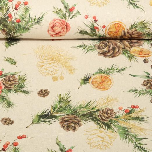 Toile canevas - Linge de table Bonhomme pain d'épices Ecru