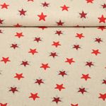Canvas - Sterne Leinenlook Beige Rot