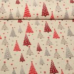 Canvas - X-MAS Bäumchen Leinenlook Beige Rot