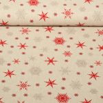 Canvas - Schneekristalle Leinenlook Beige Rot