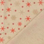 Canvas - Copos de nieve efecto lino beige rojo