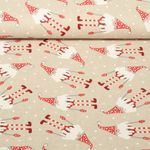 Canvas - Weihnachtszwerge Leinenlook Beige Rot