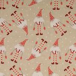 Lienzo - Duendes Navideños estilo lino beige rojo