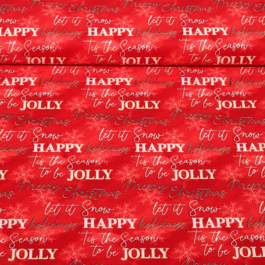 Popeline de coton - Merry Christmas Noël Rouge