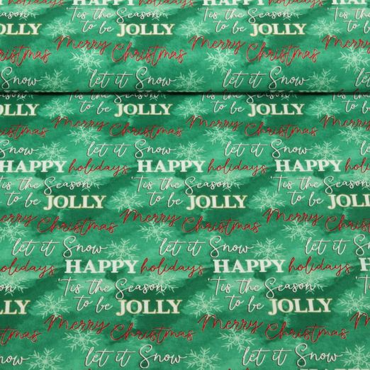 Baumwoll-Popeline - Merry Christmas Grün