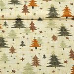 Baumwoll-Popeline - Tannenbäume Beige Braun