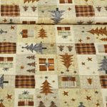Baumwoll-Popeline - Tannenbäume Patchwork Beige Braun