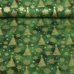 Baumwoll-Cretonne - Airbrush Weihnachtsbäume Grün