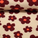 Teddyfleece - Blumen Beige Weinrot-0
