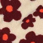 Teddy fleece - kukat beige viini punainen Teddy fleece - kukat beige viini punainen