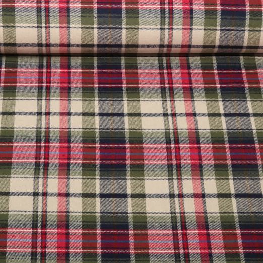 Baumwoll-Flanell - Kariert Beige Multicolor