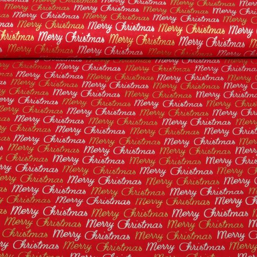 Baumwoll-Popeline - Merry Christmas Rot