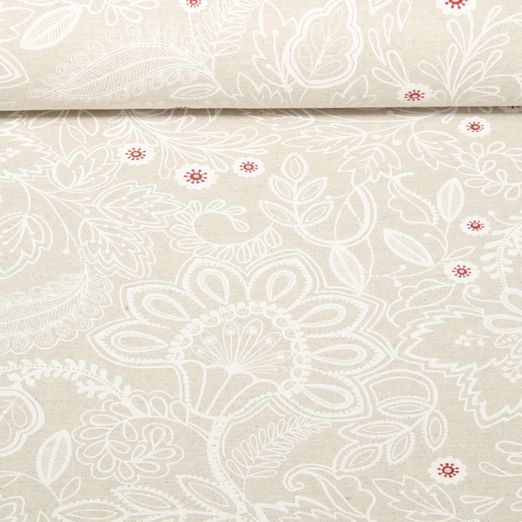 Canvas - Blumenmix Leinenlook Grau Weiß