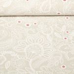 Toile - Mélange floral Effet lin Gris Blanc