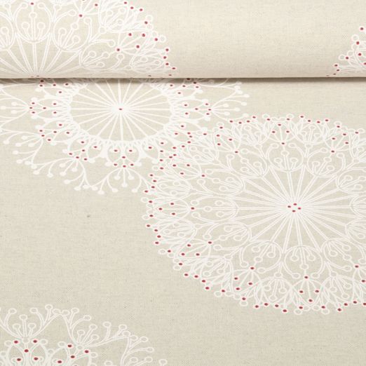 Canvas - Große Blüten Leinenlook Grau Weiß
