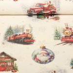 Canvas Jacquard - Weihnachtsmann Leinenlook Ecru Gold Lurex