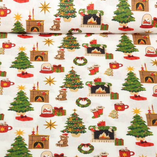 Baumwoll-Webware - X-MAS Weiß