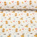 Gesteppter Stoff - Babystepp Doubleface Kleiner Anglerbär Weiß-0