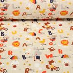 Gesteppter Stoff - Babystepp Doubleface Tieralphabet Beige-0