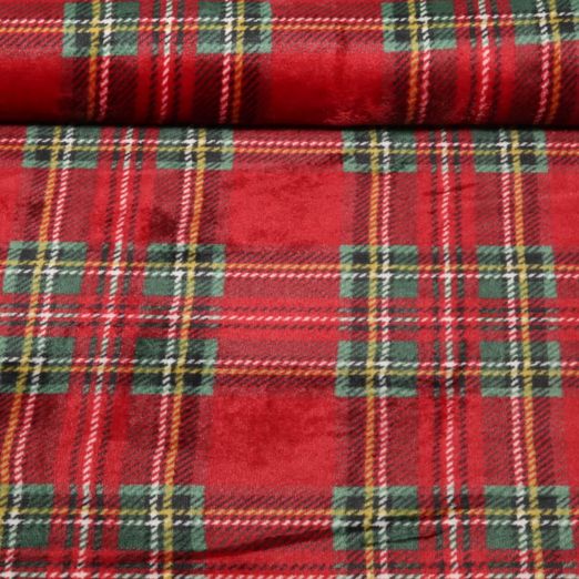 Kuschelfleece - Doubleface Schottenkaro Rot
