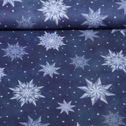 Baumwoll-Webware - Eissterne Blau