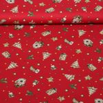 Baumwoll-Popeline - Weihnachtsmotive Rot