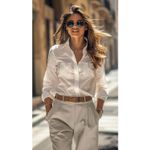 Hosenstoff Gabadine - Beige Querelastisch-1