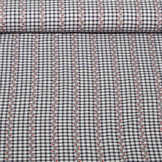 Baumwoll-Jacquard - Blümchenranke Navy
