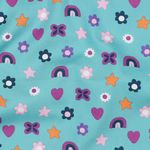 Popelina de algodón - Corazones turquesa