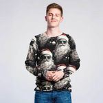 Sommersweat - French Terry Cooler Weihnachtsmann Schwarz Angeraut-1