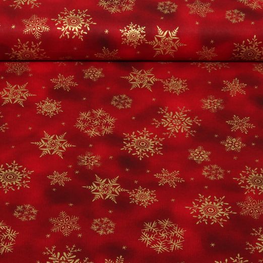 Baumwoll-Cretonne - Airbrush Weihnachtssterne Rot