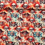 Jersey - Digitaldruck Piraten Totenköpfe Beige Multicolor