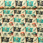 Jersey - Digitaldruck Piratenflaggen Beige Multicolor