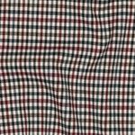 Módní látka - kalhotovina drobná kostka černá ecru červená