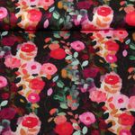 Viskose-Satin - Digitaldruck Blumen Gemalt Schwarz Multicolor-0