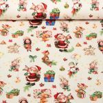 Jersey - Digitaldruck Weihnachtsmann Und Tiere Ecru