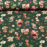 Jersey - Digitaldruck Weihnachtsmann Und Tiere Grün