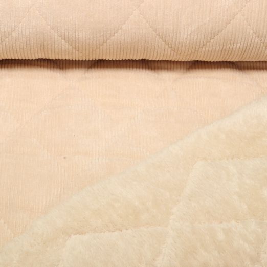 Breitcord Kunstfell - Gesteppt Beige Ecru