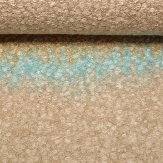 Tissu manteau - Bouclette Dégradé de couleurs Turquoise